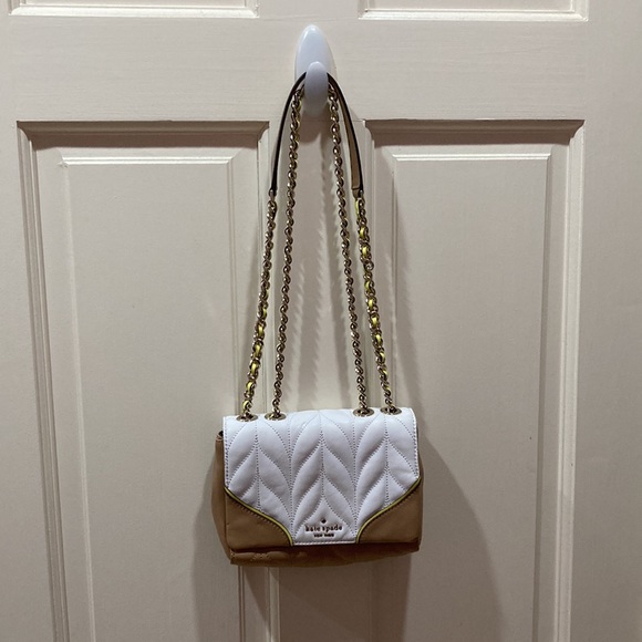 Kate Spade Tan White Yellow Briar Lane Quilted Mini Emelyn Purse Bag - Picture 15 of 15